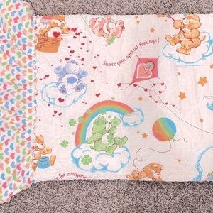 Vintage Care Bear bedspread quilt blanket and curtains GUC